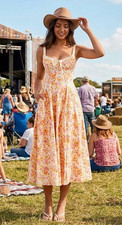 Floral Babydoll Milkmaid Midi Dress Small Floral Corset Fairy Peasant Cottage
