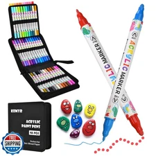 KEMYR 48 Colors Acrylic Paint Pens, Dual Tip Acrylic Paint Marker