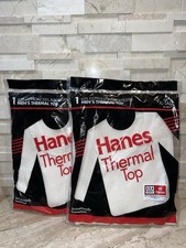 LOT of 2 New Vintage 1994 Hanes Thermal Tops Men XL TALL White Cream Waffle Knit