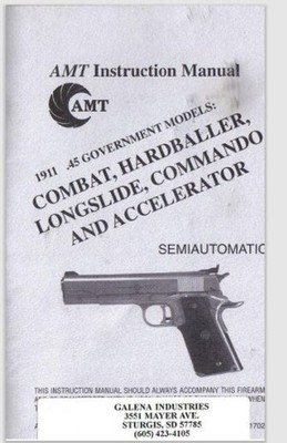 1911 AMT Combat, Hardballer, Longslide, Commando, Accelerator Owner parts manual
