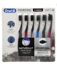 Oral B Charcoal Toothbrush 6Pk Soft Colors Vary PowerTip  CrossAction Bristles