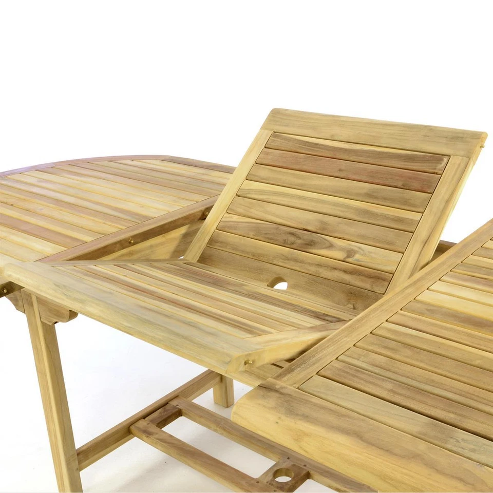 DIVERO Gartengarnitur Sitzgruppe Holz Gartenmöbel Set Teak 7tlg. 170/230 cm - Bild 3 von 4