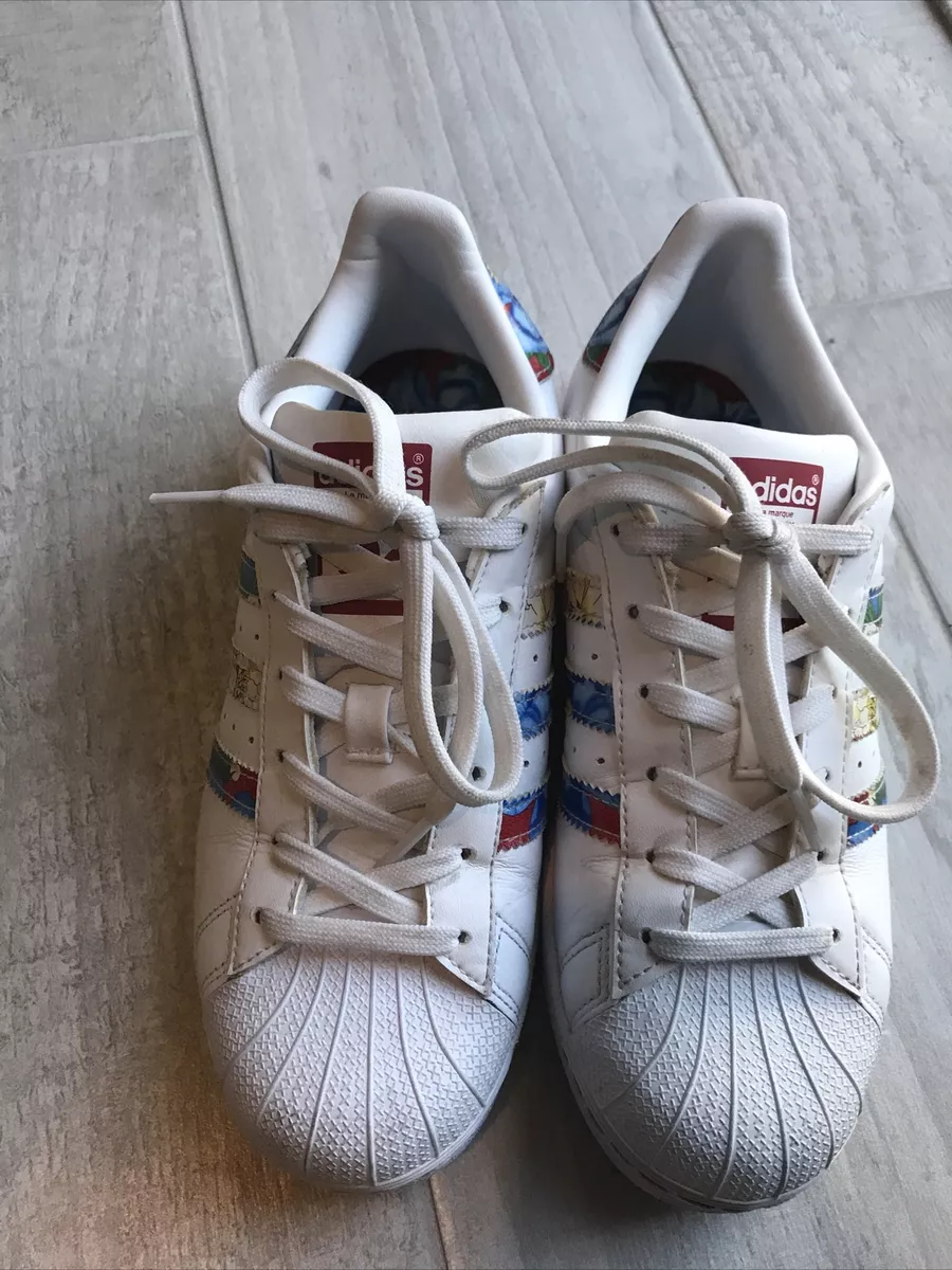 Red white and hotsell blue shell toe adidas