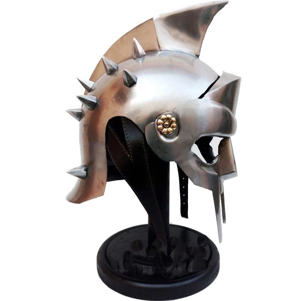 Casco de película de gladiador arena romana caballero máximo casco armadura con soporte de madera Foto 4 de 4