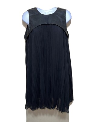 Gracia ITALY Dress BLACK WITH LEATHER INSERT SZ M NEW | eBay