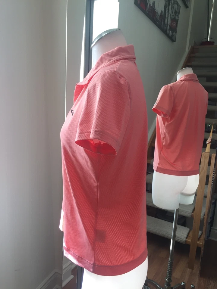 TEHAMA Ladies Coral Pink Golf Performance T-Shirt Polo Shirt Size S Retail $65 - Image 4 of 4