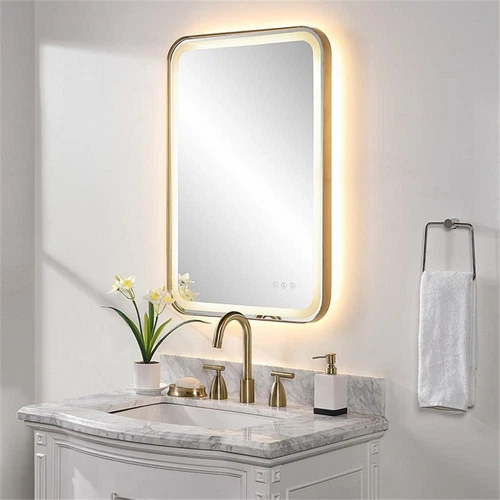 Uttermost Crofton Contemporary Stainless Steel Vanity Mirror in Brass - Picture 3 of 11