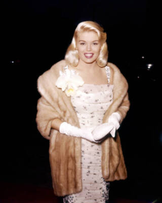 British actress Diana Dors in a fur coat circa 1955 Old Photo
