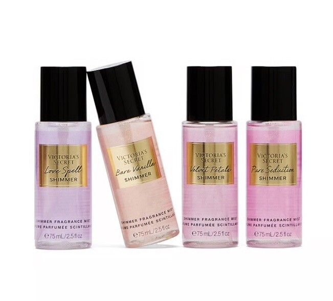 Victoria's Secret SHIMMER Best Of Mist Gift Set Of 4 Mini Mists