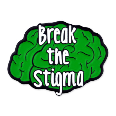 PinMart's Break The Stigma Green Awareness Mental Health Brain Enamel Lapel Pin