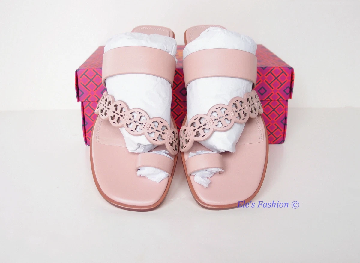 NIB Tory Burch Tiny Miller Toe Ring Leather Sandal Shell Pink US 7 AUTHENTC