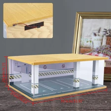 1/24 Scale Car Garage Model Diorama Parking Lot Scenery Display Box w/ Light
