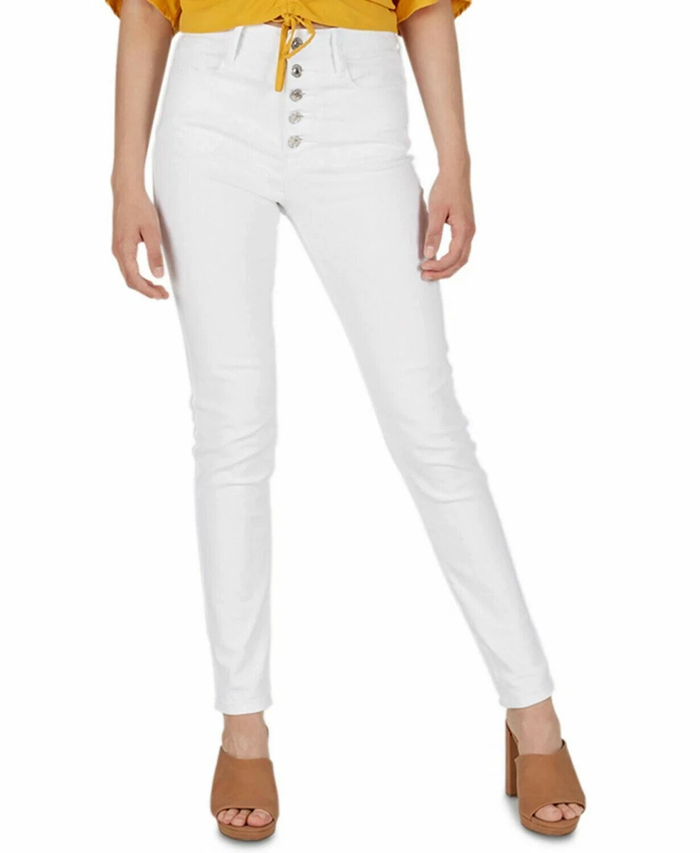 Numero Verona Ankle Skinny Jeans 28 White Juniors Stretchy Exposed Buttons NEW