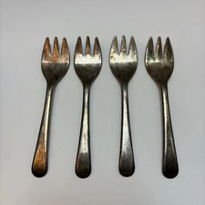 4 pc Vintage Silver Plated Sheffield England Cocktail Seafood Fork Small 5"