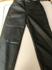 Ladies black leather look faux trousers Noisy May size S