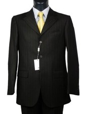 GARWOOD men's dress size 48 Pure Wool 120's Brown Pinstripe Elegant Complete