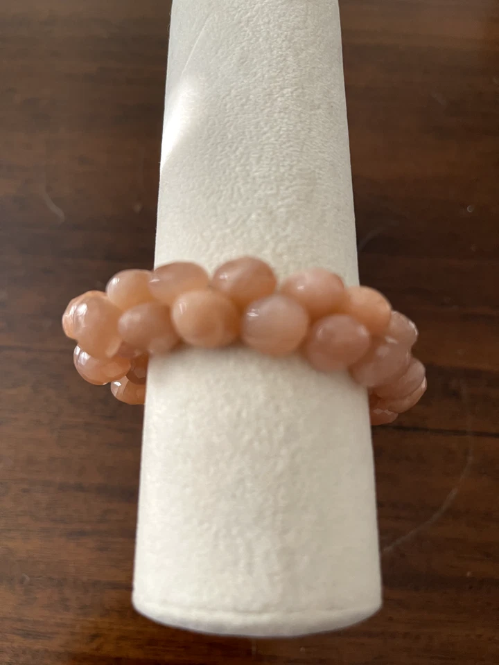 LeslieA. Pulsera Designs Piedra Lunar Melocotón y Cierre de Langosta Chapado en Oro Rosa Foto 3 de 3