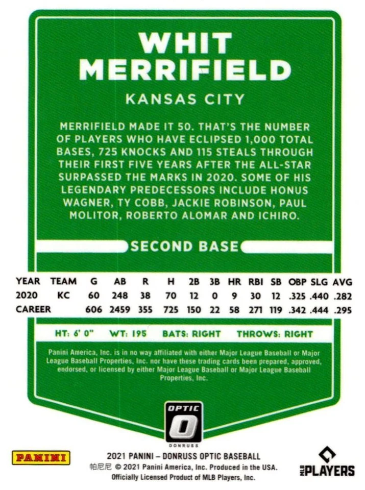 2022 Panini Chronicles Spectra Whit Merrifield Kansas City Royals #1 - Image 2 of 2