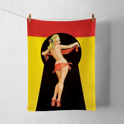 Schlüsselloch Striptease - Fun Art Geschirrtuch - UK Handarbeit - Burlesque Sexy