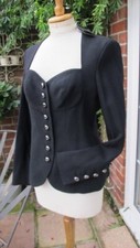 Jaeger Black Jacket 100% Wool Sweetheart Neck Luxury New Uk12 Us8 Eu40 Bnwt £399