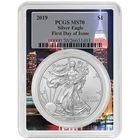 2019 $1 American Silver Eagle PCGS MS70 FDOI Empire Frame