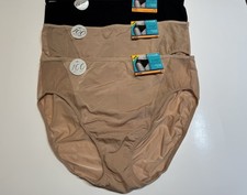 NWT Vanity Fair Breathable Luxe Hi-Cut Panties 13181 Beige Black Size 7 L 3 Pair