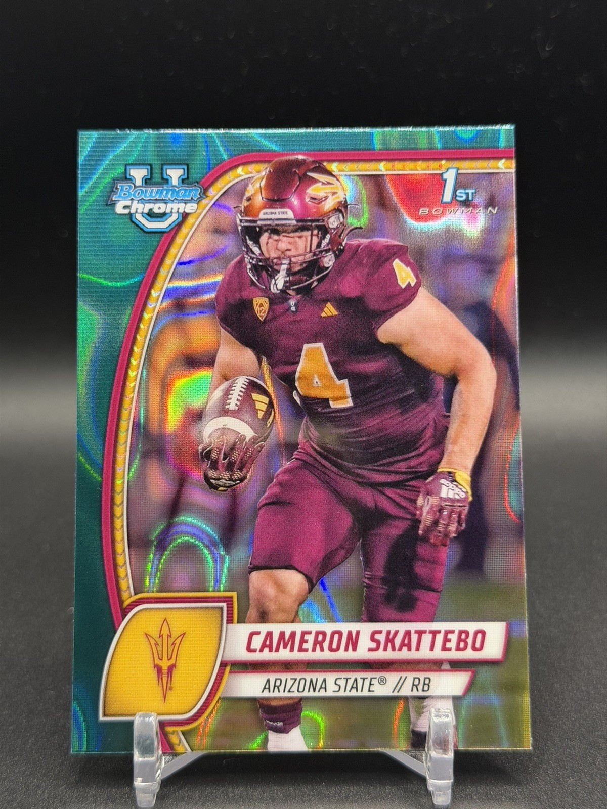 2024 Bowman University Chrome - Cameron Skattebo #37 Teal Lava Refractor (RC)