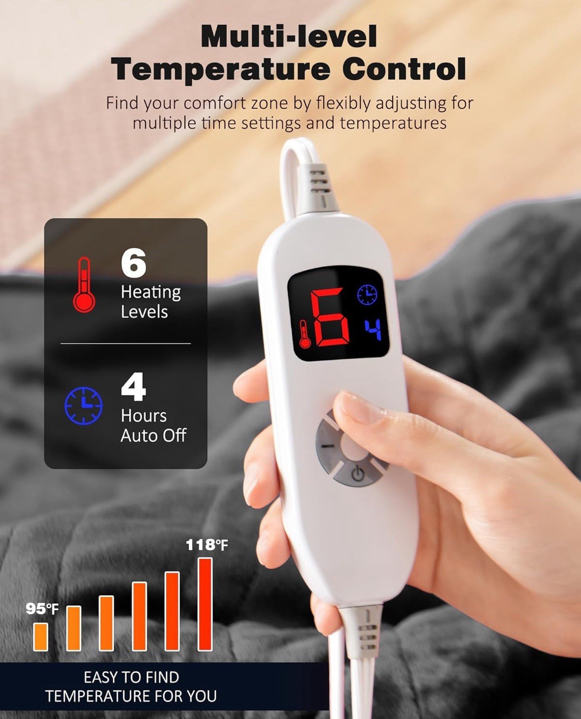 Yokimisu Heated Blanket Soft Flannel & Cozy Sherpa - Baby Blue - 50x60 Inches