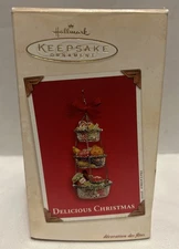 New! Hallmark Keepsake 2003 Delicious Christmas Kitchen Food Basket Ornament Vtg