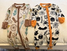 Little Sleepies Baby 0-3 Months Lot Sleeper Halloween Cowboy Pajamas Bamboo