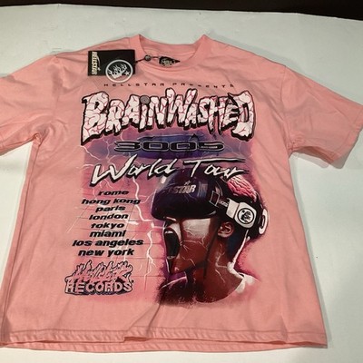 Sz Medium Hellstar Brainwashed World Tour T shirt Pink  New *See Description *