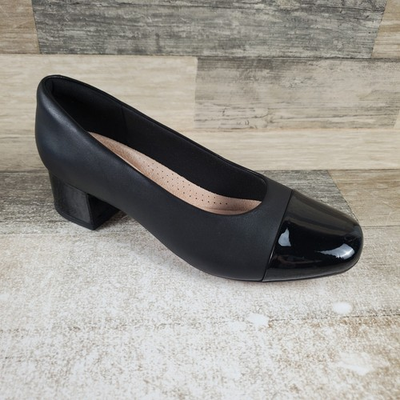 #ad #ad Clarks Marilyn Sara Womens Heel Pumps Sz 7 M Black Leather Slip On Block Heel $40.44