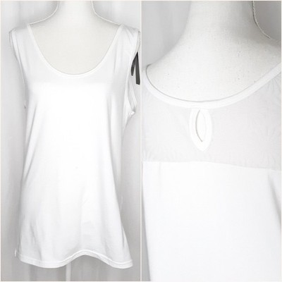 Ulla Popken White Tank Keyhole Daisy Burnout Back Yoke Size 20/22 New With Tags
