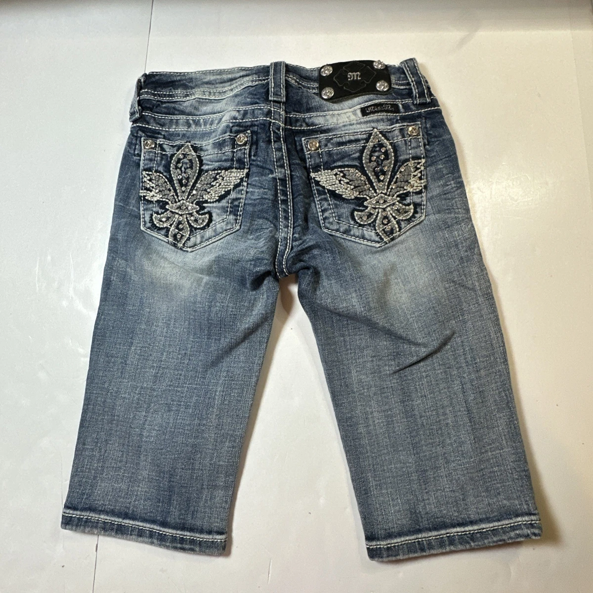 Jeans flare Denim de algodão azul délavé com Oblique no interior