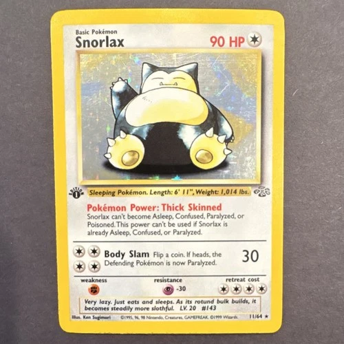 Pokémon Snorlax Jungle 1st Edition Holo Rare 11/64 90 HP Wizards of the Coast