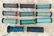 Kreinik Needlepoint Threads Lot of 11 Blue Metallic Braids Blending Filament