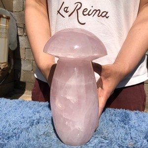 6.8LB Natural pink rose Quartz Crystal Mushroom Mineral specimen healing
