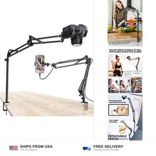 Overhead camera mount 3-section articulating desk arm c-clamp 360 ball head