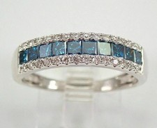 Princess 3CT Lab-Created London Blue Topaz Eternity Band 14K White Gold Plated