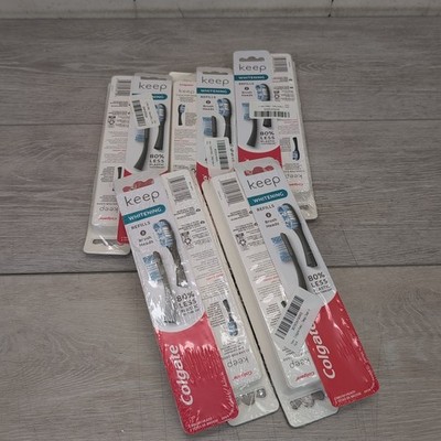Lot Of 10 Colgate Keep Whitening Tooth Brush Head Refills Black (2 Pack) NEW