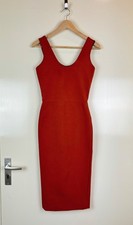 VICTORIA BECKHAM Iconic Silhouette Slim Dress Back Zip Red Orange Bandage Gown S
