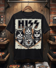 "Cat Hiss" Funny Cat Lover Owner Distressed Unisex Graphic Tee FULL SIZE NEW