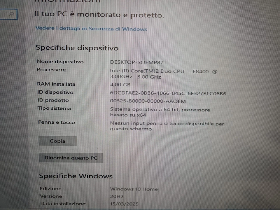 Computer Lenovo ThinkCentre Intel Core 2 Duo E 8400 Funziona No Hard Disk - Immagine 4 di 4
