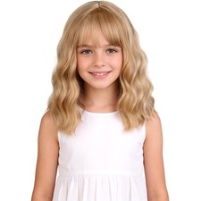 Brown Blonde Curly Short Wig for Kids Girls Blonde Hair Wigs