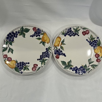 Cafe Classico Nancy Calhoun L Amore Set Of 2 Platters 12.5  Grapes Cherry Pear