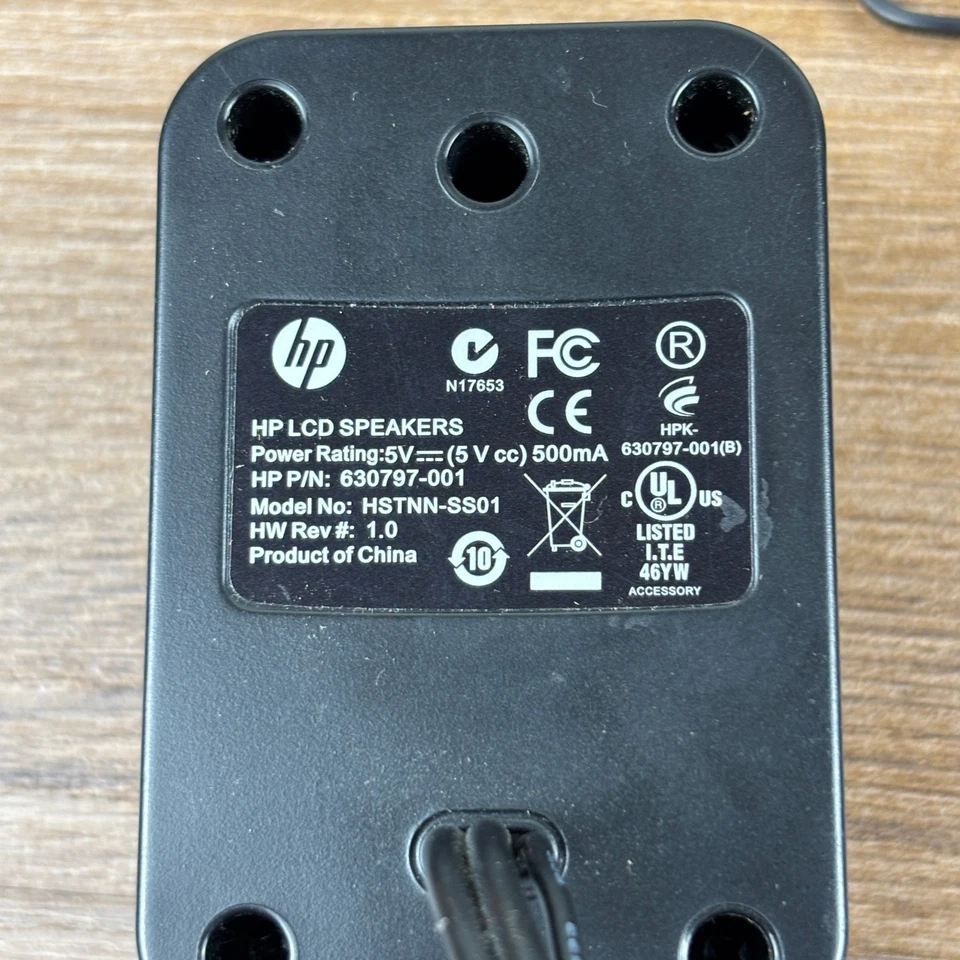 HP LCD Computer Speakers USB Powered 3.5mm Audio Jack Black - Image 3 of 4