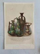 Antique Victorian Print – Earthenware Vases by Mansard of Voisinlieu, France