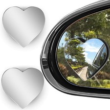 2pcs Heart Shape Blind Spot Convex Mirror Car Side View Adjustable Mirror Silver