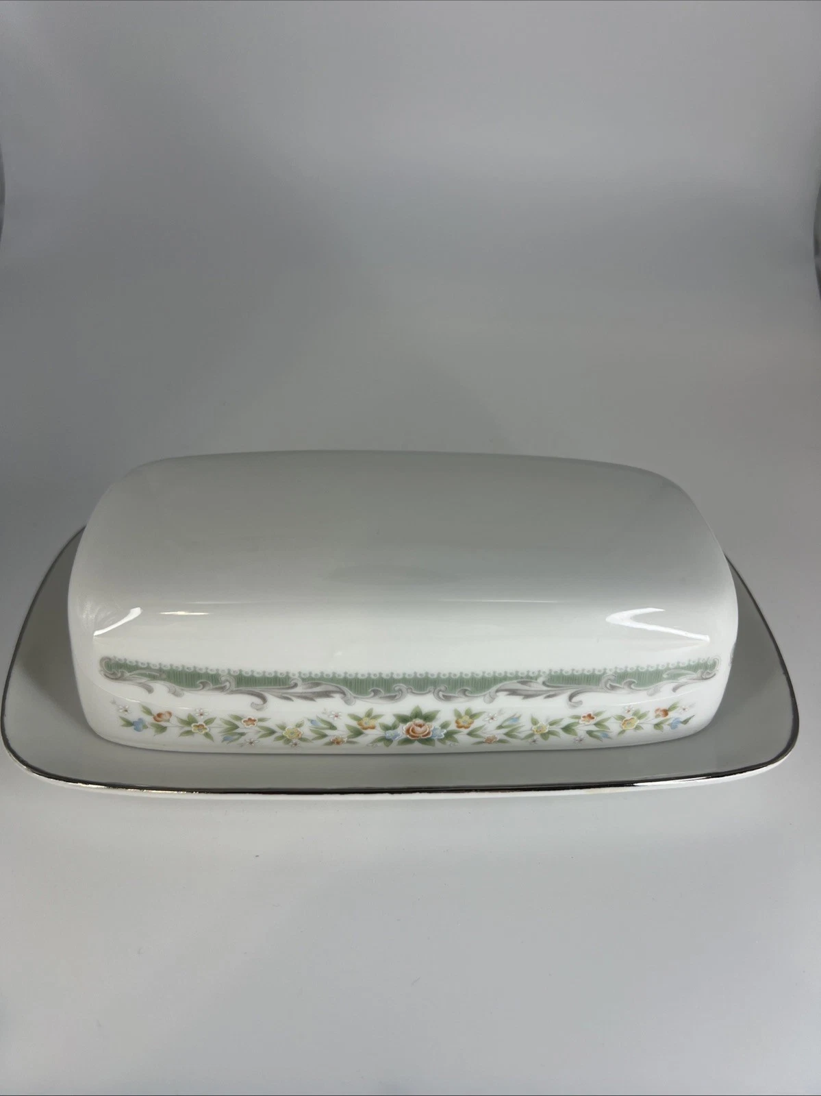 Vintage Roseville Japan Translucent Fine China Butter Dish #4135 Floral Lid