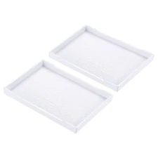 2Pack 9x6" Fast Food Tray Plastic Serving Tray Wood Texture White